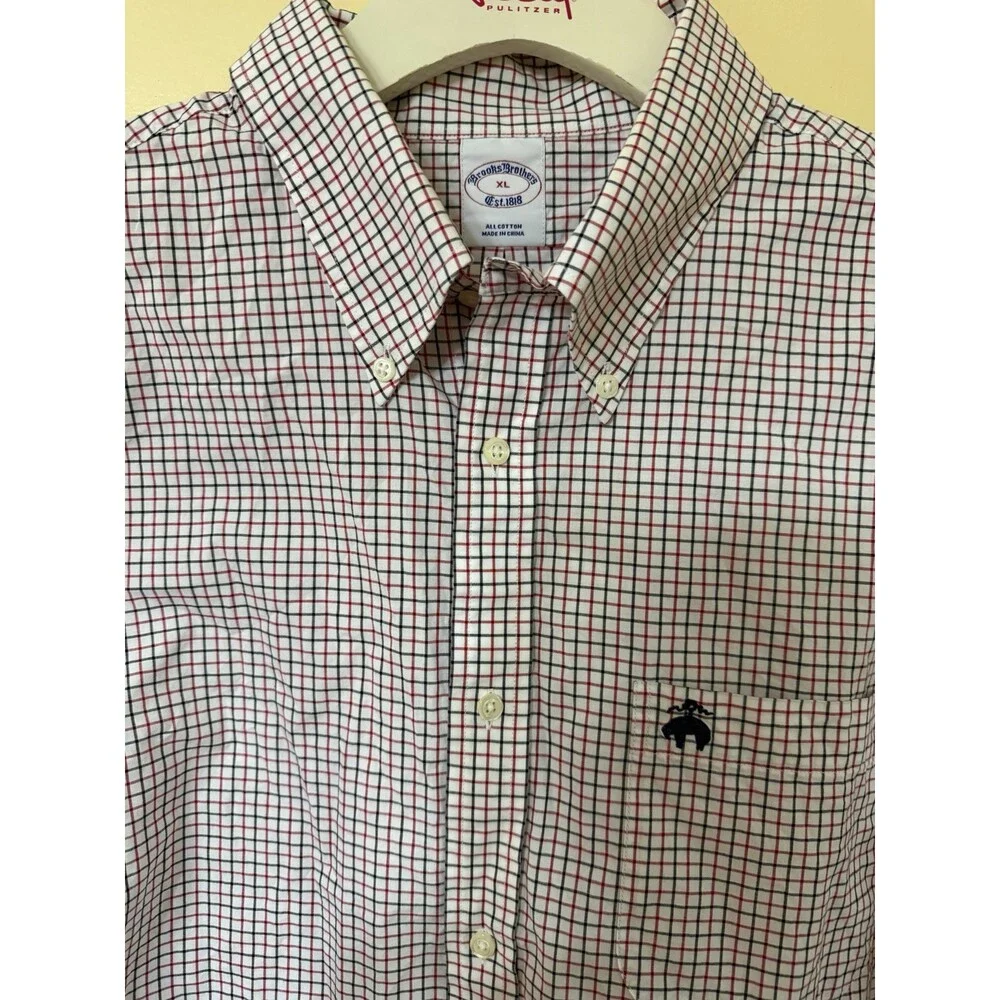 Brooks Brothers Men’s Button Down Dress Shirt Check Plaid Long Sleeve Cotton XL - Picture 9 of 9